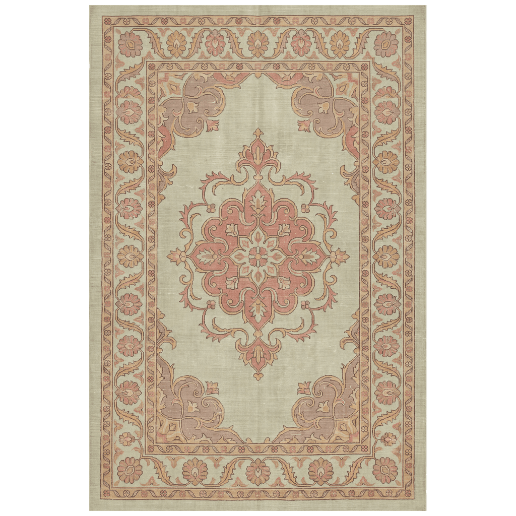 Brae Traditional Medallion Border Sage Green Ivory Rose Washable Indoor Outdoor Entryway Rug - RugzellaDigital Print RugRugzellaRugzellaBBB441-RECT-24x47-60x120cmRGZLLA126181Rectangle2' x 3'11" (60x120 cm)RECTANGLE | HERO | Brae rectangle