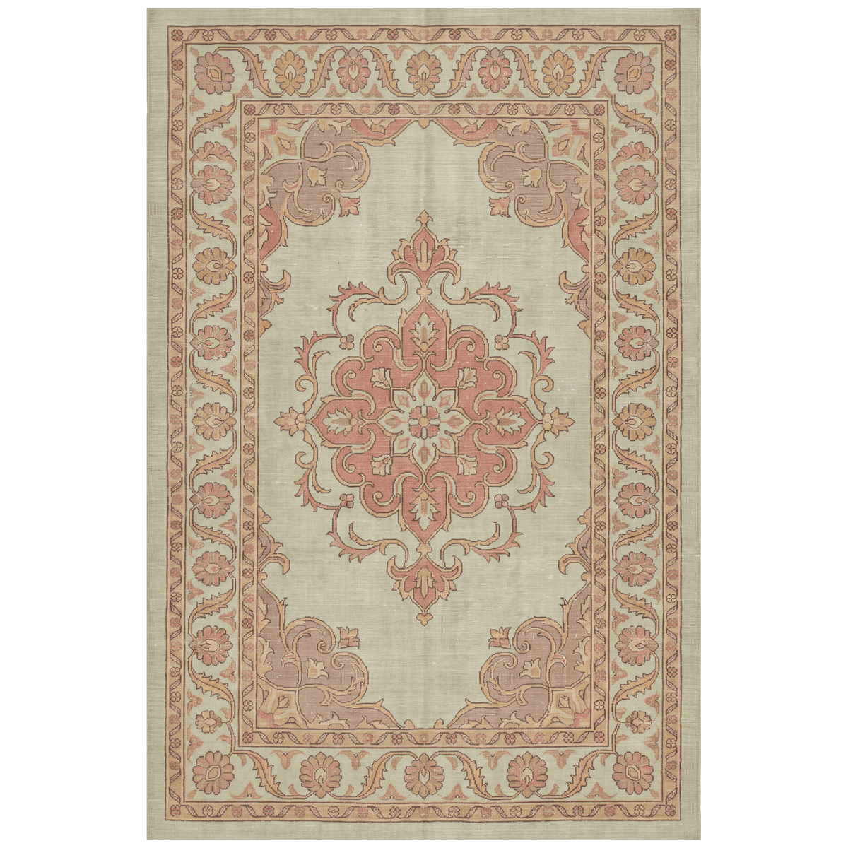 Brae Traditional Medallion Border Sage Green Ivory Rose Washable Indoor Outdoor Entryway Rug - RugzellaDigital Print RugRugzellaRugzellaBBB441-RECT-24x47-60x120cmRGZLLA126181Rectangle2' x 3'11" (60x120 cm)RECTANGLE | HERO | Brae rectangle