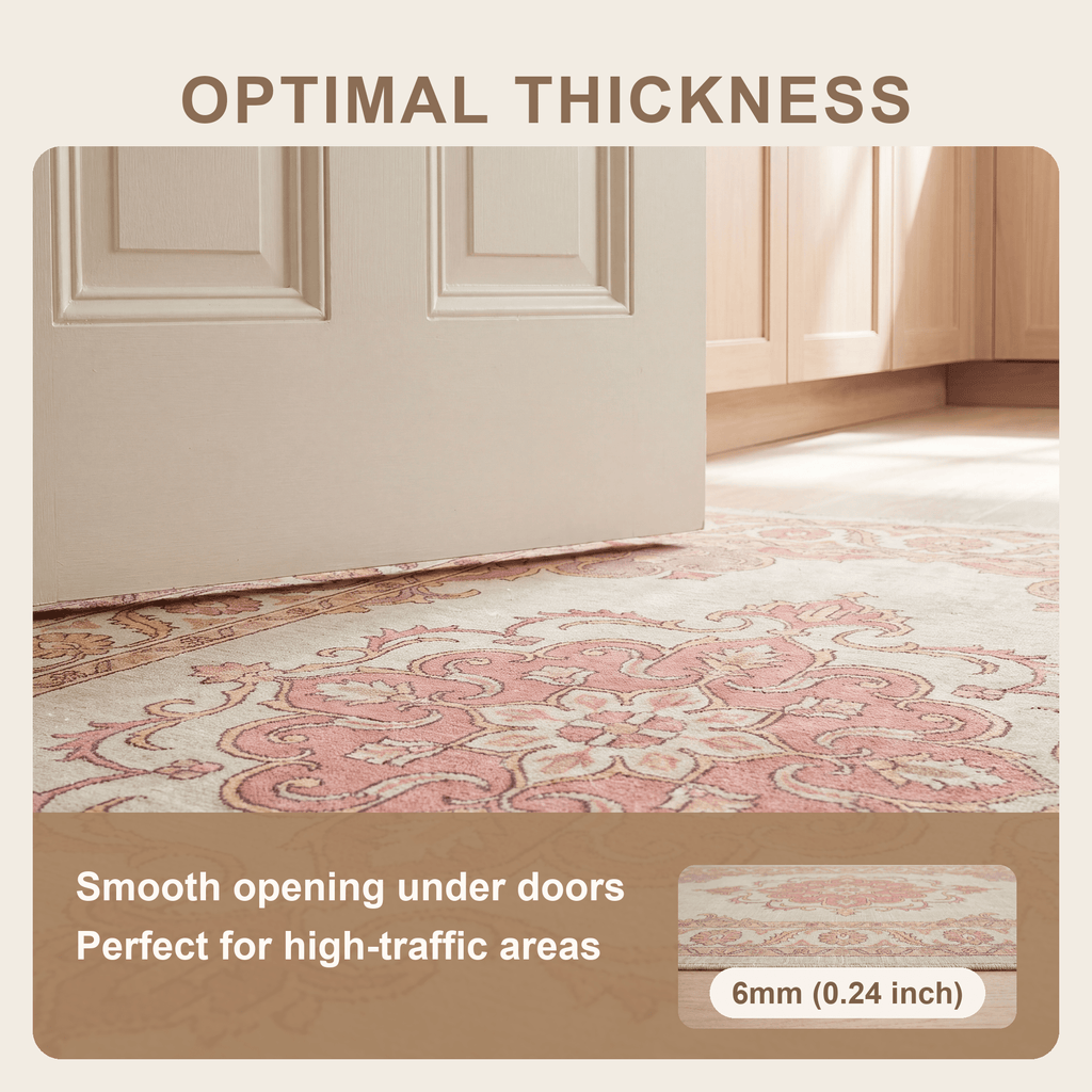 Brae Traditional Medallion Border Sage Green Ivory Rose Washable Indoor Outdoor Entryway Rug - RugzellaDigital Print RugRugzellaRugzellaBBB441-RECT-24x47-60x120cmRGZLLA126181Rectangle2' x 3'11" (60x120 cm)SHARED | Brae feature thickness