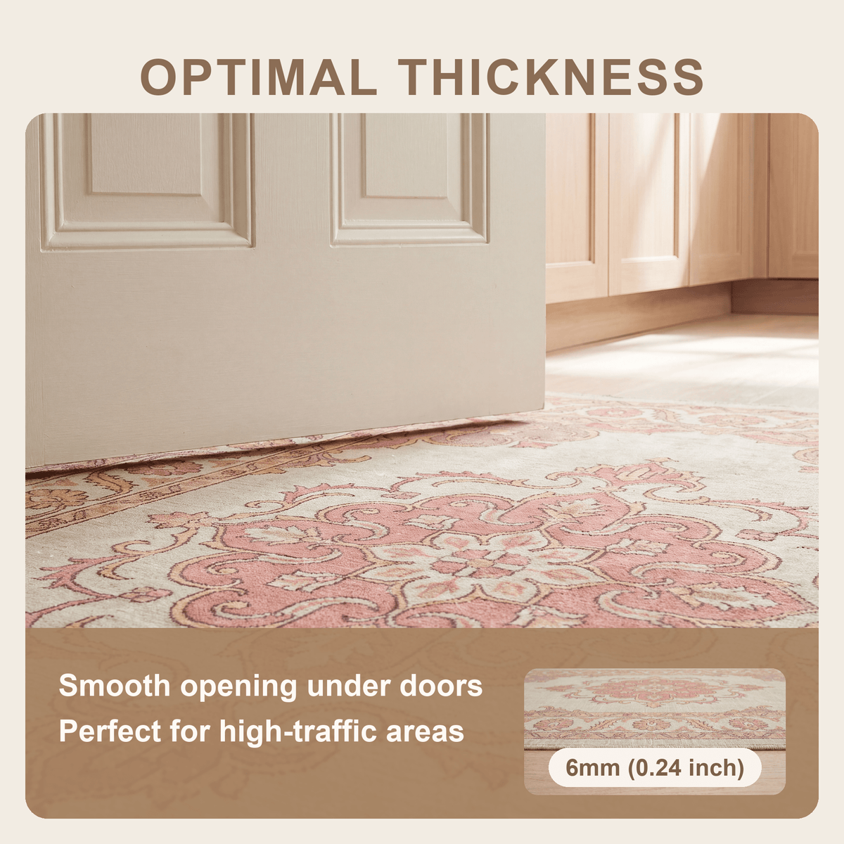 Brae Traditional Medallion Border Sage Green Ivory Rose Washable Indoor Outdoor Entryway Rug - RugzellaDigital Print RugRugzellaRugzellaBBB441-RECT-24x47-60x120cmRGZLLA126181Rectangle2' x 3'11" (60x120 cm)SHARED | Brae feature thickness