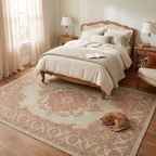 Brae Traditional Medallion Border Sage Green Ivory Rose Washable Indoor Outdoor Entryway Rug - RugzellaDigital Print RugRugzellaRugzellaBBB441-RECT-24x47-60x120cmRGZLLA126181Rectangle2' x 3'11" (60x120 cm)RECTANGLE | Brae rectangle bedroom