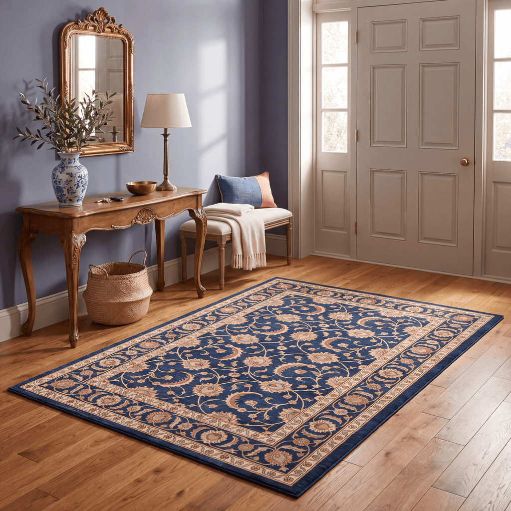 Burdock Traditional Overdyed Medallion Indigo Ivory Madder Red Washable Indoor Outdoor Entryway Rug - RugzellaDigital Print RugRugzellaRugzellaBBB508-RECT-24x47-60x120cmRGZLLA153651Rectangle2' x 3'11" (60x120 cm)RECTANGLE | Burdock rectangle entryway
