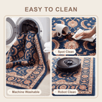 Burdock Traditional Overdyed Medallion Indigo Ivory Madder Red Washable Indoor Outdoor Entryway Rug - RugzellaDigital Print RugRugzellaRugzellaBBB508-RECT-24x47-60x120cmRGZLLA153651Rectangle2' x 3'11" (60x120 cm)SHARED | Burdock feature clean