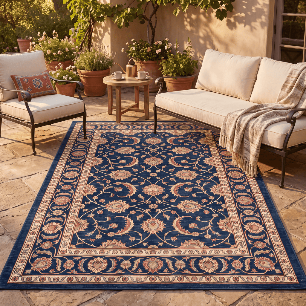 Burdock Traditional Overdyed Medallion Indigo Ivory Madder Red Washable Indoor Outdoor Entryway Rug - RugzellaDigital Print RugRugzellaRugzellaBBB508-RECT-24x47-60x120cmRGZLLA153651Rectangle2' x 3'11" (60x120 cm)RECTANGLE | Burdock rectangle outdoor