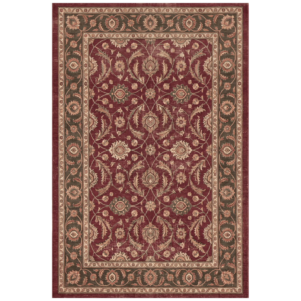 Butte2 Traditional Floral Border Wine Olive Bone Washable Indoor Outdoor Rug - RugzellaDigital Print RugRugzellaRugzellaBBB408-RECT-24x47-60x120cmRGZLLA118476Rectangle2' x 3'11" (60x120 cm)RECTANGLE | HERO | Butte2 rectangle
