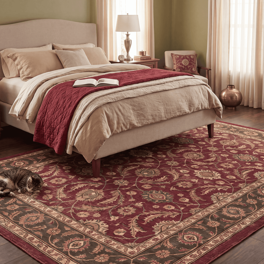 Butte2 Traditional Floral Border Wine Olive Bone Washable Indoor Outdoor Rug - RugzellaDigital Print RugRugzellaRugzellaBBB408-RECT-24x47-60x120cmRGZLLA118476Rectangle2' x 3'11" (60x120 cm)RECTANGLE | Butte2 rectangle bedroom