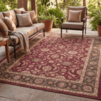 Butte2 Traditional Floral Border Wine Olive Bone Washable Indoor Outdoor Rug - RugzellaDigital Print RugRugzellaRugzellaBBB408-RECT-24x47-60x120cmRGZLLA118476Rectangle2' x 3'11" (60x120 cm)RECTANGLE | Butte2 rectangle outdoor