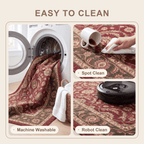 Butte2 Traditional Floral Border Wine Olive Bone Washable Indoor Outdoor Rug - RugzellaDigital Print RugRugzellaRugzellaBBB408-RECT-24x47-60x120cmRGZLLA118476Rectangle2' x 3'11" (60x120 cm)SHARED | Butte2 feature clean