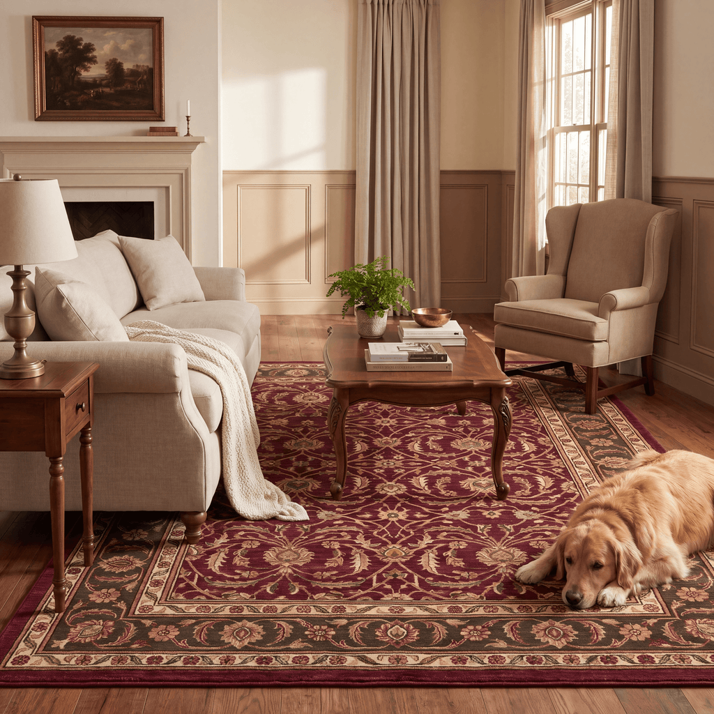 Butterbur Traditional All-Over Floral Bordered Wine Olive Bone Washable Indoor Outdoor Entryway Rug - RugzellaDigital Print RugRugzellaRugzellaBBB509-RECT-24x47-60x120cmRGZLLA153986Rectangle2' x 3'11" (60x120 cm)RECTANGLE | Butterbur rectangle livingroom