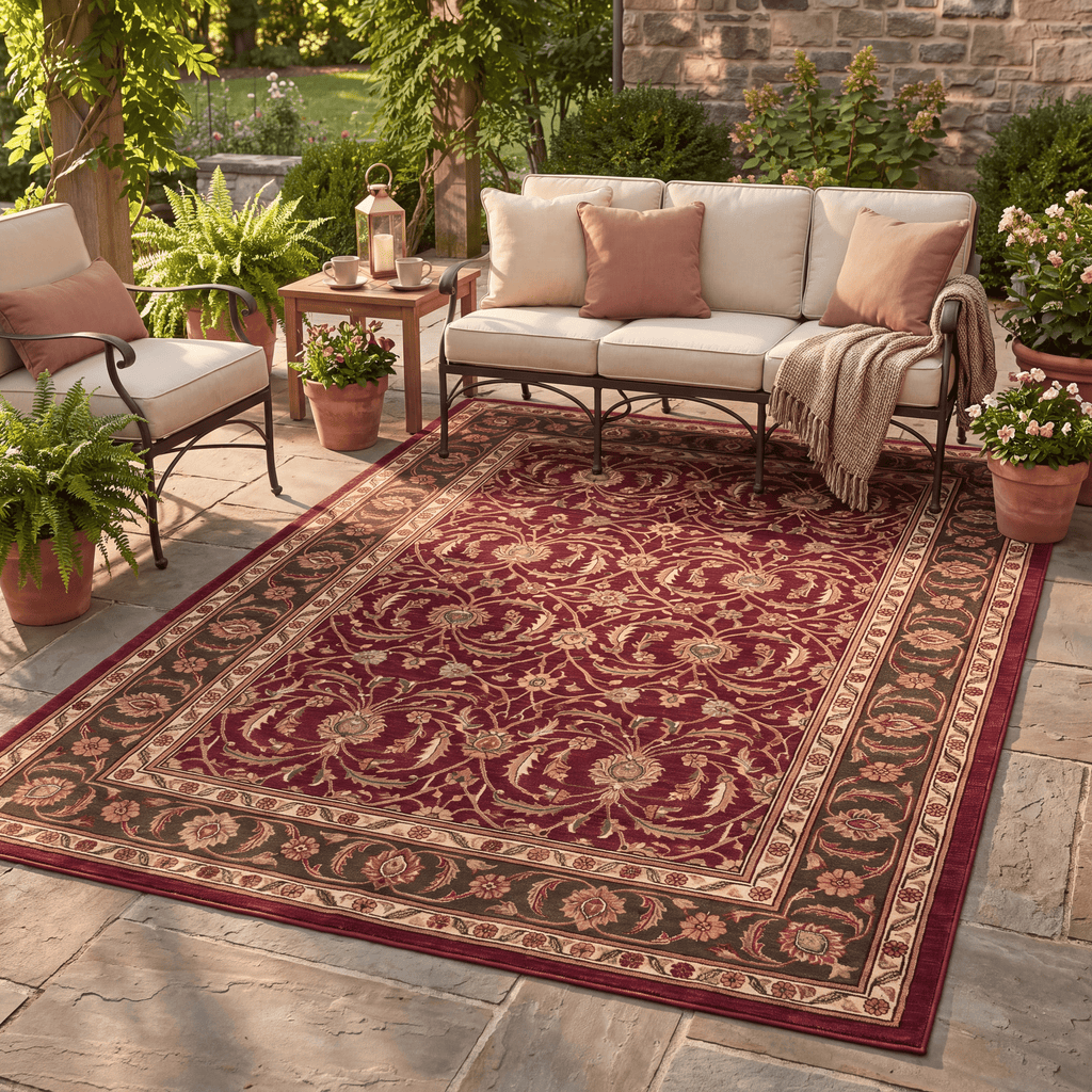 Butterbur Traditional All-Over Floral Bordered Wine Olive Bone Washable Indoor Outdoor Entryway Rug - RugzellaDigital Print RugRugzellaRugzellaBBB509-RECT-24x47-60x120cmRGZLLA153986Rectangle2' x 3'11" (60x120 cm)RECTANGLE | Butterbur rectangle outdoor