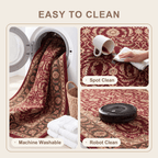 Butterbur Traditional All-Over Floral Bordered Wine Olive Bone Washable Indoor Outdoor Entryway Rug - RugzellaDigital Print RugRugzellaRugzellaBBB509-RECT-24x47-60x120cmRGZLLA153986Rectangle2' x 3'11" (60x120 cm)SHARED | Butterbur feature clean