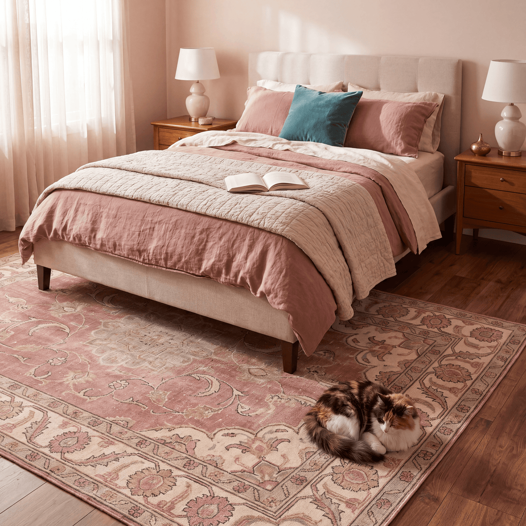 Buttercup Distressed Medallion Traditional Rose Madder Cream Washable Indoor Outdoor Entryway Rug - RugzellaDigital Print RugRugzellaRugzellaBBB510-RECT-24x47-60x120cmRGZLLA154321Rectangle2' x 3'11" (60x120 cm)RECTANGLE | Buttercup rectangle bedroom