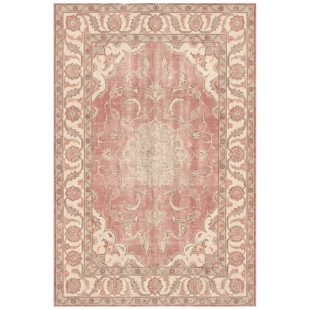 Buttercup Distressed Medallion Traditional Rose Madder Cream Washable Indoor Outdoor Entryway Rug - RugzellaDigital Print RugRugzellaRugzellaBBB510-RECT-24x47-60x120cmRGZLLA154321Rectangle2' x 3'11" (60x120 cm)RECTANGLE | HERO | Buttercup rectangle