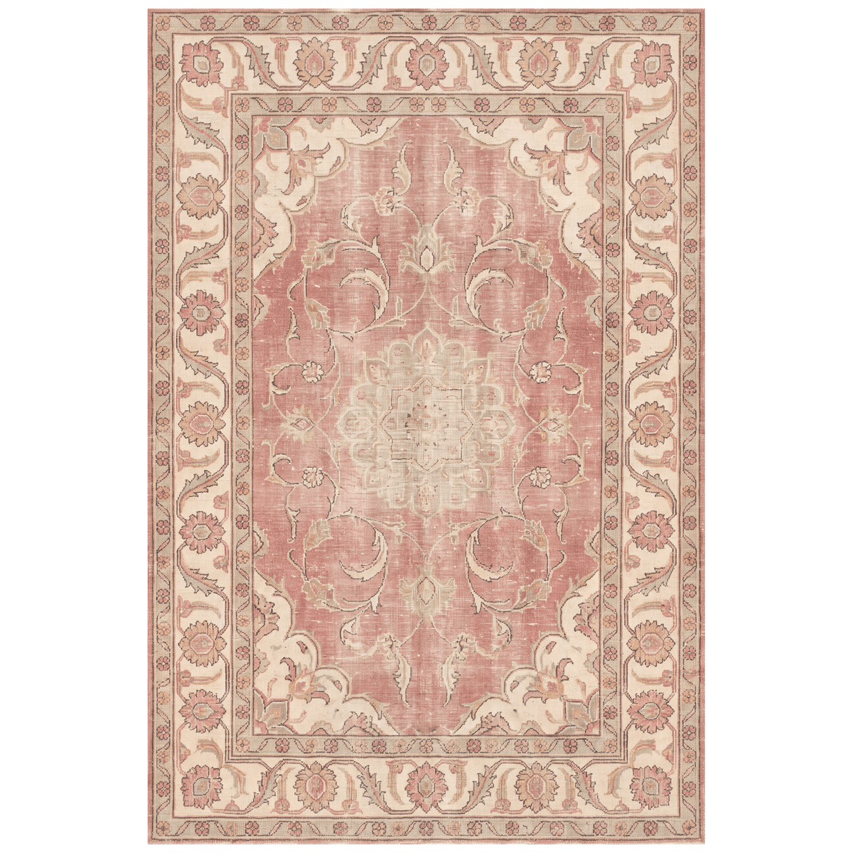 Buttercup Distressed Medallion Traditional Rose Madder Cream Washable Indoor Outdoor Entryway Rug - RugzellaDigital Print RugRugzellaRugzellaBBB510-RECT-24x47-60x120cmRGZLLA154321Rectangle2' x 3'11" (60x120 cm)RECTANGLE | HERO | Buttercup rectangle