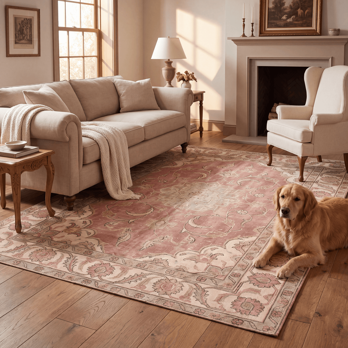Buttercup Distressed Medallion Traditional Rose Madder Cream Washable Indoor Outdoor Entryway Rug - RugzellaDigital Print RugRugzellaRugzellaBBB510-RECT-24x47-60x120cmRGZLLA154321Rectangle2' x 3'11" (60x120 cm)RECTANGLE | Buttercup rectangle livingroom
