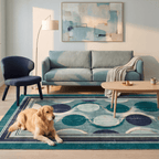 Cairn2 Modern Overlapping Circles Emerald Teal Ink Washable Indoor Outdoor Rug - RugzellaDigital Print RugRugzellaRugzellaBBB409-RECT-24x47-60x120cmRGZLLA118811Rectangle2' x 3'11" (60x120 cm)RECTANGLE | Cairn2 rectangle livingroom