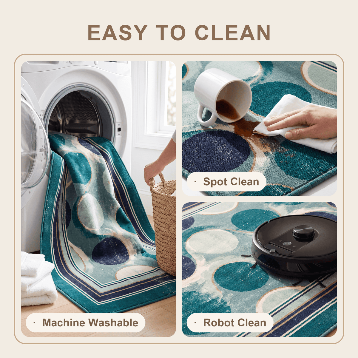 Cairn2 Modern Overlapping Circles Emerald Teal Ink Washable Indoor Outdoor Rug - RugzellaDigital Print RugRugzellaRugzellaBBB409-RECT-24x47-60x120cmRGZLLA118811Rectangle2' x 3'11" (60x120 cm)SHARED | Cairn2 feature clean