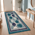 Cairn2 Modern Overlapping Circles Emerald Teal Ink Washable Indoor Outdoor Rug - RugzellaDigital Print RugRugzellaRugzellaBBB409-RECT-24x47-60x120cmRGZLLA118811Rectangle2' x 3'11" (60x120 cm)RUNNER | Cairn2 runner entryway