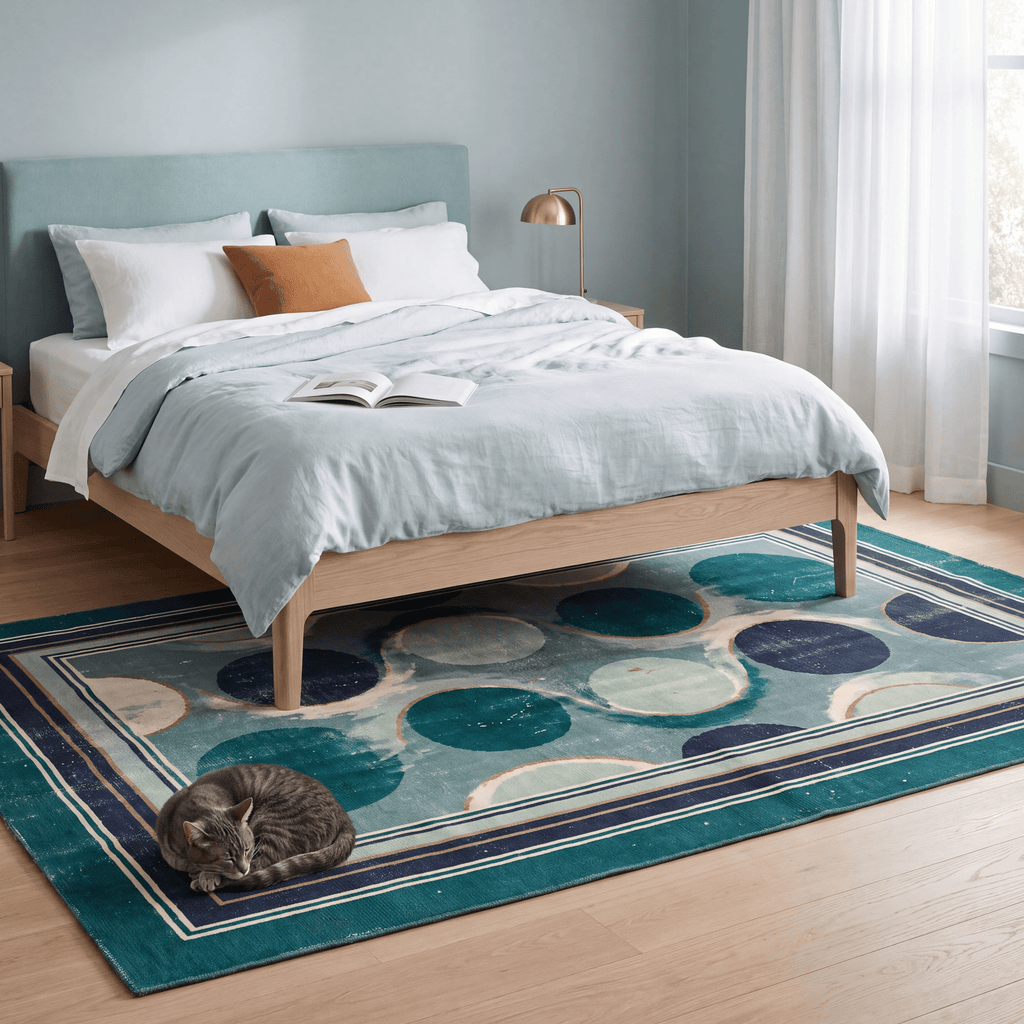 Cairn2 Modern Overlapping Circles Emerald Teal Ink Washable Indoor Outdoor Rug - RugzellaDigital Print RugRugzellaRugzellaBBB409-RECT-24x47-60x120cmRGZLLA118811Rectangle2' x 3'11" (60x120 cm)RECTANGLE | Cairn2 rectangle bedroom