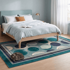Cairn2 Modern Overlapping Circles Emerald Teal Ink Washable Indoor Outdoor Rug - RugzellaDigital Print RugRugzellaRugzellaBBB409-RECT-24x47-60x120cmRGZLLA118811Rectangle2' x 3'11" (60x120 cm)RECTANGLE | Cairn2 rectangle bedroom