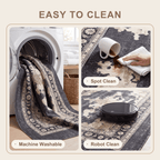 Calamint Modern Distressed Solid Charcoal Ink Ecru Washable Indoor Outdoor Entryway Rug - RugzellaDigital Print RugRugzellaRugzellaBBB511-RECT-24x47-60x120cmRGZLLA154656Rectangle2' x 3'11" (60x120 cm)SHARED | Calamint feature clean