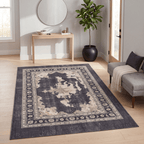Calamint Modern Distressed Solid Charcoal Ink Ecru Washable Indoor Outdoor Entryway Rug - RugzellaDigital Print RugRugzellaRugzellaBBB511-RECT-24x47-60x120cmRGZLLA154656Rectangle2' x 3'11" (60x120 cm)RECTANGLE | Calamint rectangle entryway