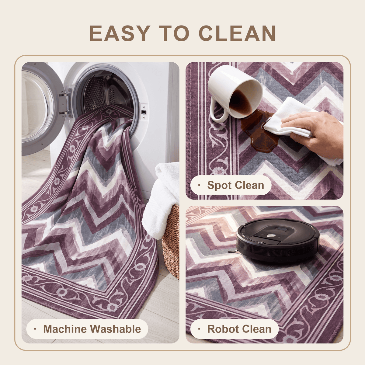 Candytuft Modern Brushstroke Stripe Plum Slate Chalk Washable Indoor Outdoor Entryway Rug - RugzellaDigital Print RugRugzellaRugzellaBBB512-RECT-24x47-60x120cmRGZLLA154991Rectangle2' x 3'11" (60x120 cm)SHARED | Candytuft feature clean