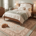 Caraway Traditional Oriental Style Medallion Sage Ivory Rose Washable Indoor Outdoor Entryway Rug - RugzellaDigital Print RugRugzellaRugzellaBBB513-RECT-24x47-60x120cmRGZLLA155326Rectangle2' x 3'11" (60x120 cm)RECTANGLE | Caraway rectangle bedroom