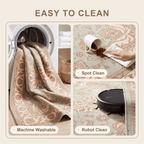 Caraway Traditional Oriental Style Medallion Sage Ivory Rose Washable Indoor Outdoor Entryway Rug - RugzellaDigital Print RugRugzellaRugzellaBBB513-RECT-24x47-60x120cmRGZLLA155326Rectangle2' x 3'11" (60x120 cm)SHARED | Caraway feature clean