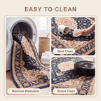 Cardamine Traditional Medallion Persian Style Indigo Ivory Madder Red Washable Indoor Outdoor Entryway Rug - RugzellaDigital Print RugRugzellaRugzellaBBB514-RECT-24x47-60x120cmRGZLLA155661Rectangle2' x 3'11" (60x120 cm)SHARED | Cardamine feature clean