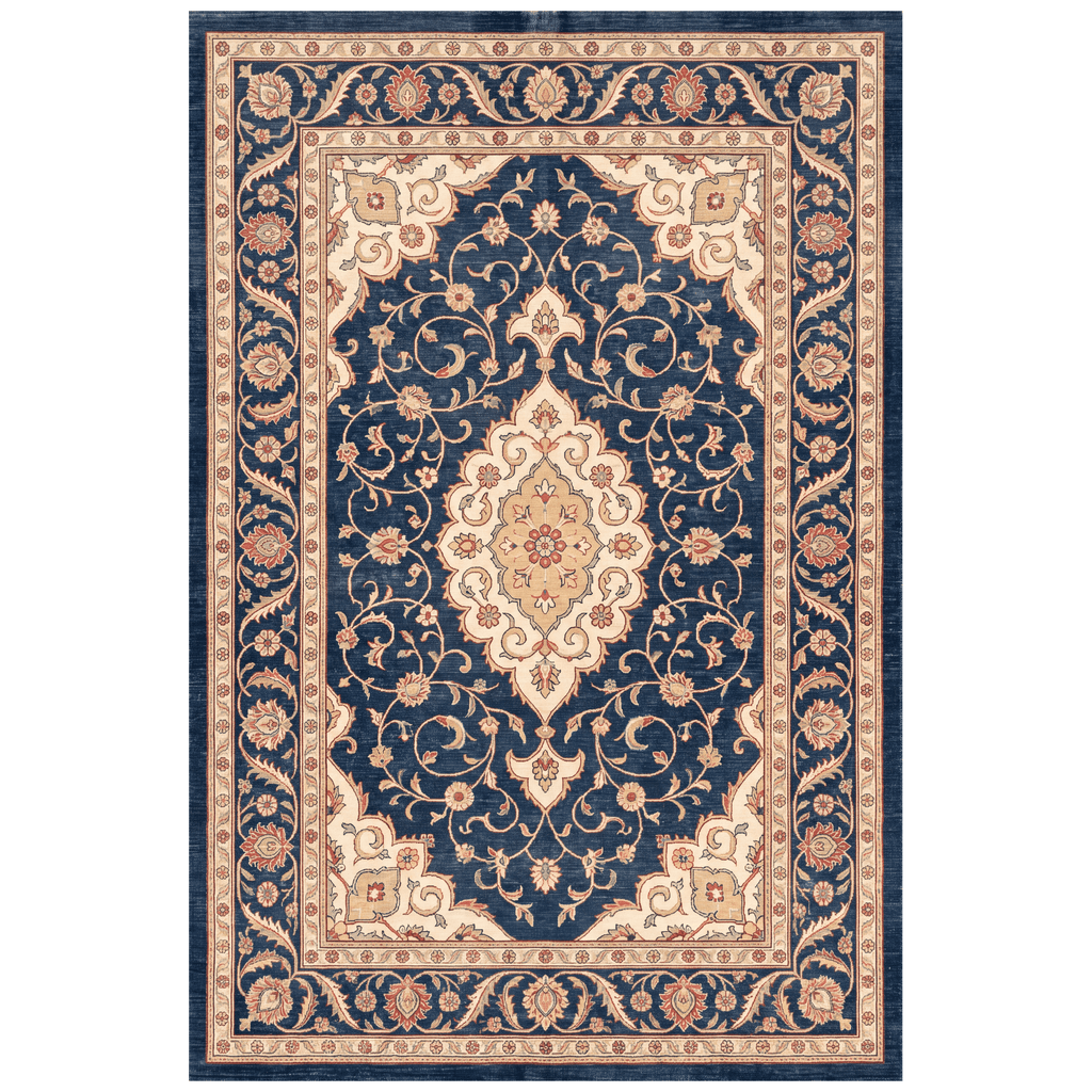 Cardamine Traditional Medallion Persian Style Indigo Ivory Madder Red Washable Indoor Outdoor Entryway Rug - RugzellaDigital Print RugRugzellaRugzellaBBB514-RECT-24x47-60x120cmRGZLLA155661Rectangle2' x 3'11" (60x120 cm)RECTANGLE | HERO | Cardamine rectangle