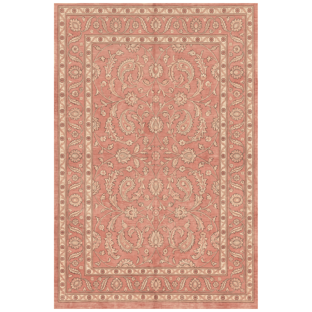 Catmint Traditional All Over Floral Border Rose Madder Cream Washable Indoor Outdoor Entryway Rug - RugzellaDigital Print RugRugzellaRugzellaBBB515-RECT-24x47-60x120cmRGZLLA155996Rectangle2' x 3'11" (60x120 cm)RECTANGLE | HERO | Catmint rectangle