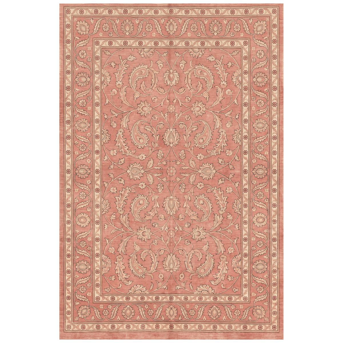Catmint Traditional All Over Floral Border Rose Madder Cream Washable Indoor Outdoor Entryway Rug - RugzellaDigital Print RugRugzellaRugzellaBBB515-RECT-24x47-60x120cmRGZLLA155996Rectangle2' x 3'11" (60x120 cm)RECTANGLE | HERO | Catmint rectangle