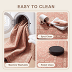 Catmint Traditional All Over Floral Border Rose Madder Cream Washable Indoor Outdoor Entryway Rug - RugzellaDigital Print RugRugzellaRugzellaBBB515-RECT-24x47-60x120cmRGZLLA155996Rectangle2' x 3'11" (60x120 cm)SHARED | Catmint feature clean