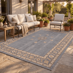 Centaury Traditional Medallion Border Slate Bone Gold Washable Indoor Outdoor Entryway Rug - RugzellaDigital Print RugRugzellaRugzellaBBB516-RECT-24x47-60x120cmRGZLLA156331Rectangle2' x 3'11" (60x120 cm)RECTANGLE | Centaury rectangle outdoor