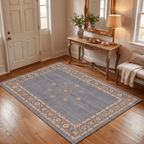 Centaury Traditional Medallion Border Slate Bone Gold Washable Indoor Outdoor Entryway Rug - RugzellaDigital Print RugRugzellaRugzellaBBB516-RECT-24x47-60x120cmRGZLLA156331Rectangle2' x 3'11" (60x120 cm)RECTANGLE | Centaury rectangle entryway
