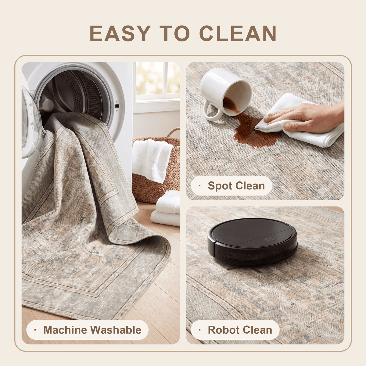 Cerinthe Modern Speckled Mosaic Dot Sage Green Linen Fog Washable Indoor Outdoor Entryway Rug - RugzellaDigital Print RugRugzellaRugzellaBBB517-RECT-24x47-60x120cmRGZLLA156666Rectangle2' x 3'11" (60x120 cm)SHARED | Cerinthe feature clean