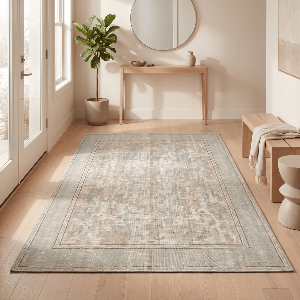 Cerinthe Modern Speckled Mosaic Dot Sage Green Linen Fog Washable Indoor Outdoor Entryway Rug - RugzellaDigital Print RugRugzellaRugzellaBBB517-RECT-24x47-60x120cmRGZLLA156666Rectangle2' x 3'11" (60x120 cm)RECTANGLE | Cerinthe rectangle entryway