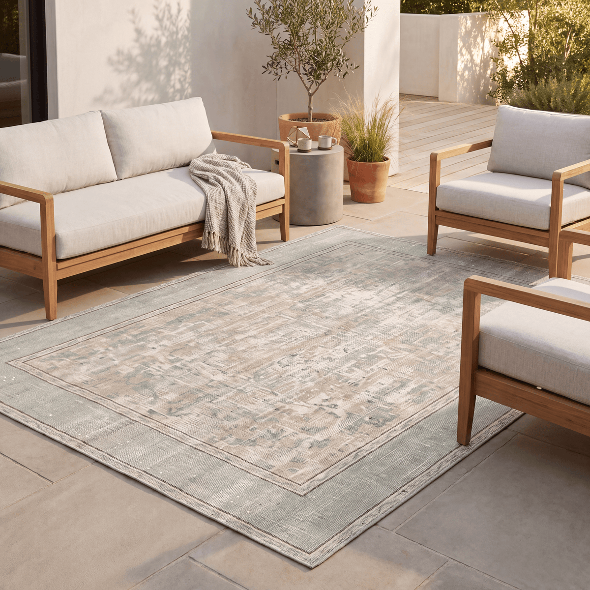 Cerinthe Modern Speckled Mosaic Dot Sage Green Linen Fog Washable Indoor Outdoor Entryway Rug - RugzellaDigital Print RugRugzellaRugzellaBBB517-RECT-24x47-60x120cmRGZLLA156666Rectangle2' x 3'11" (60x120 cm)RECTANGLE | Cerinthe rectangle outdoor