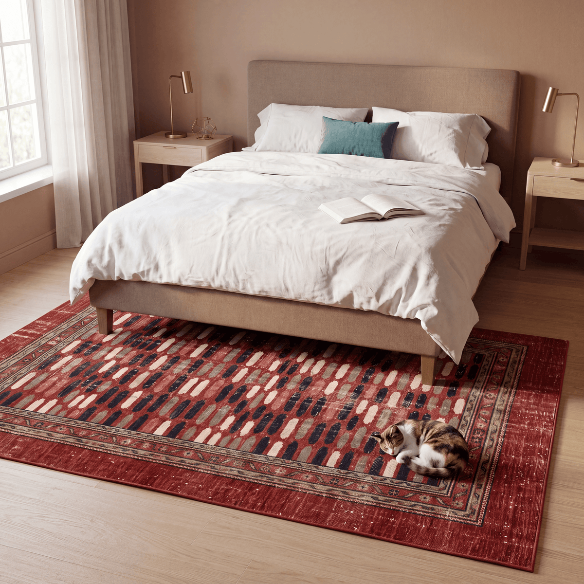 Chamomile Modern Brushstroke Stripe Ember Orange Ink Bone Washable Indoor Outdoor Entryway Rug - RugzellaDigital Print RugRugzellaRugzellaBBB518-RECT-24x47-60x120cmRGZLLA157001Rectangle2' x 3'11" (60x120 cm)RECTANGLE | Chamomile rectangle bedroom