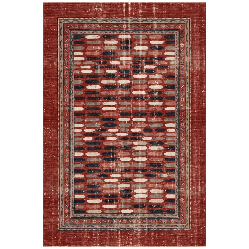 Chamomile Modern Brushstroke Stripe Ember Orange Ink Bone Washable Indoor Outdoor Entryway Rug - RugzellaDigital Print RugRugzellaRugzellaBBB518-RECT-24x47-60x120cmRGZLLA157001Rectangle2' x 3'11" (60x120 cm)RECTANGLE | HERO | Chamomile rectangle