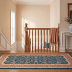 Chapel2 Traditional Floral Border Teal Copper Cream Washable Indoor Outdoor Rug - RugzellaDigital Print RugRugzellaRugzellaBBB396-RECT-24x47-60x120cmRGZLLA115126Rectangle2' x 3'11" (60x120 cm)RUNNER | Chapel2 runner staircase
