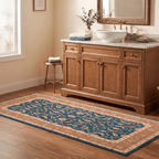 Chapel2 Traditional Floral Border Teal Copper Cream Washable Indoor Outdoor Rug - RugzellaDigital Print RugRugzellaRugzellaBBB396-RECT-24x47-60x120cmRGZLLA115126Rectangle2' x 3'11" (60x120 cm)RUNNER | Chapel2 runner bathroom