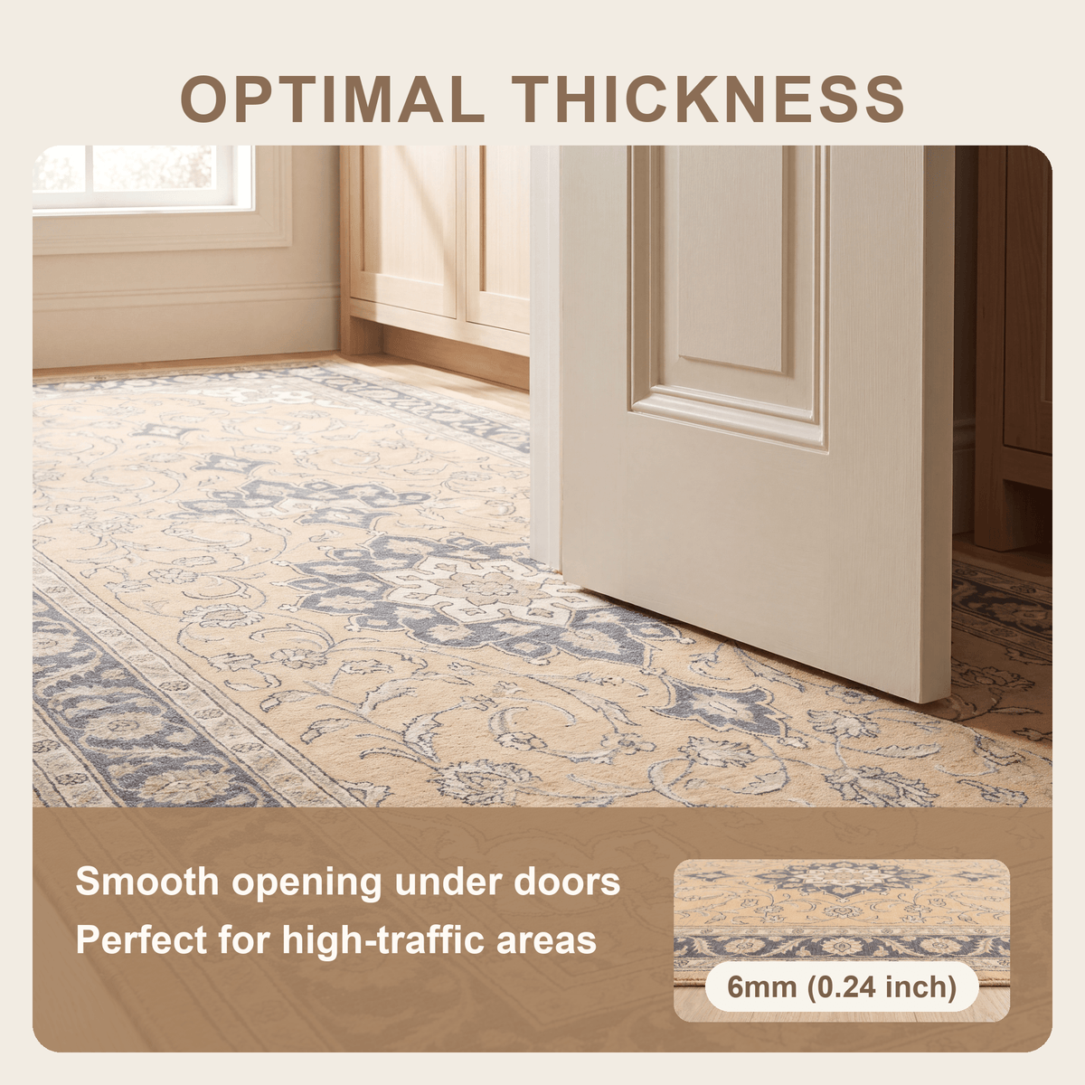 Charlock Traditional Medallion Border Mustard Charcoal Ivory Washable Indoor Outdoor Entryway Rug - RugzellaDigital Print RugRugzellaRugzellaBBB519-RECT-24x47-60x120cmRGZLLA157336Rectangle2' x 3'11" (60x120 cm)SHARED | Charlock feature thickness
