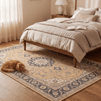 Charlock Traditional Medallion Border Mustard Charcoal Ivory Washable Indoor Outdoor Entryway Rug - RugzellaDigital Print RugRugzellaRugzellaBBB519-RECT-24x47-60x120cmRGZLLA157336Rectangle2' x 3'11" (60x120 cm)RECTANGLE | Charlock rectangle bedroom