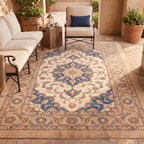 Chasm2 Traditional Oriental Style Medallion Camel Cream Indigo Washable Indoor Outdoor Entryway Rug - RugzellaDigital Print RugRugzellaRugzellaBBB410-RECT-24x47-60x120cmRGZLLA119146Rectangle2' x 3'11" (60x120 cm)RECTANGLE | Chasm2 rectangle outdoor