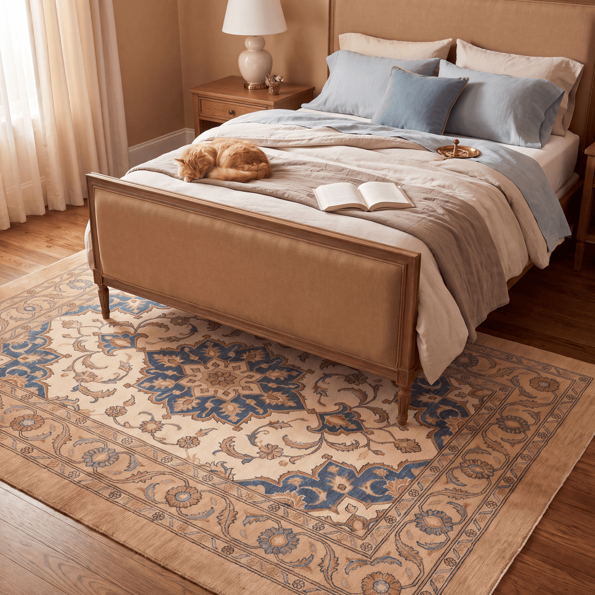 Chasm2 Traditional Oriental Style Medallion Camel Cream Indigo Washable Indoor Outdoor Entryway Rug - RugzellaDigital Print RugRugzellaRugzellaBBB410-RECT-24x47-60x120cmRGZLLA119146Rectangle2' x 3'11" (60x120 cm)RECTANGLE | Chasm2 rectangle bedroom