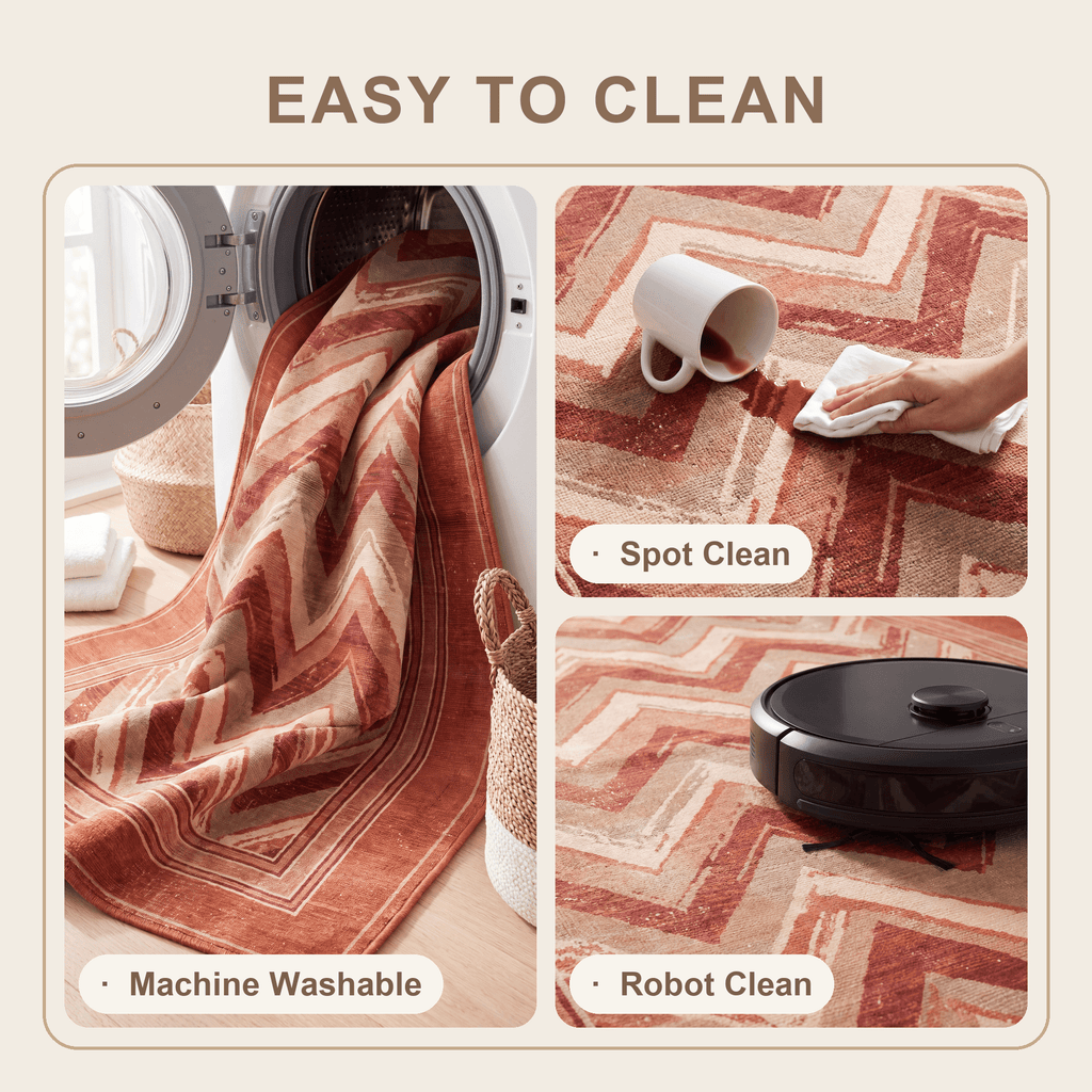 Cherrywood Modern Brushstroke Stripe Washable Indoor Outdoor Rust Ember Sand Entryway Rug - RugzellaDigital Print RugRugzellaRugzellaBBB520-RECT-24x47-60x120cmRGZLLA157671Rectangle2' x 3'11" (60x120 cm)SHARED | Cherrywood feature clean