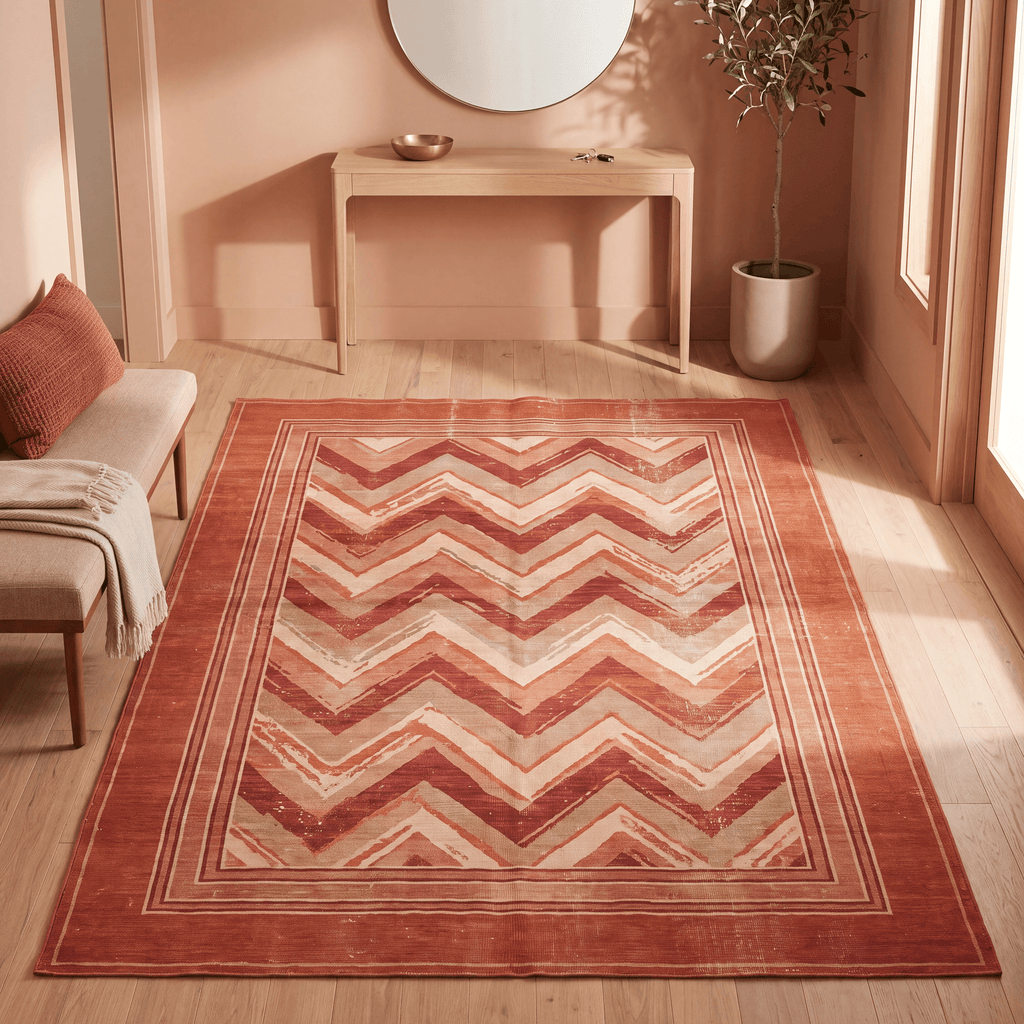 Cherrywood Modern Brushstroke Stripe Washable Indoor Outdoor Rust Ember Sand Entryway Rug - RugzellaDigital Print RugRugzellaRugzellaBBB520-RECT-24x47-60x120cmRGZLLA157671Rectangle2' x 3'11" (60x120 cm)RECTANGLE | Cherrywood rectangle entryway
