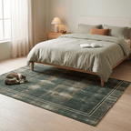Cicely Modern Minimalist Border Abrash Forest Green Moss Bone Washable Indoor Outdoor Entryway Rug - RugzellaDigital Print RugRugzellaRugzellaBBB522-RECT-24x47-60x120cmRGZLLA158341Rectangle2' x 3'11" (60x120 cm)RECTANGLE | Cicely rectangle bedroom